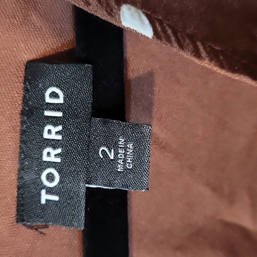 Torrid Brown Polka Dot Mini Faux Wrap Dress - Picture 3 of 16